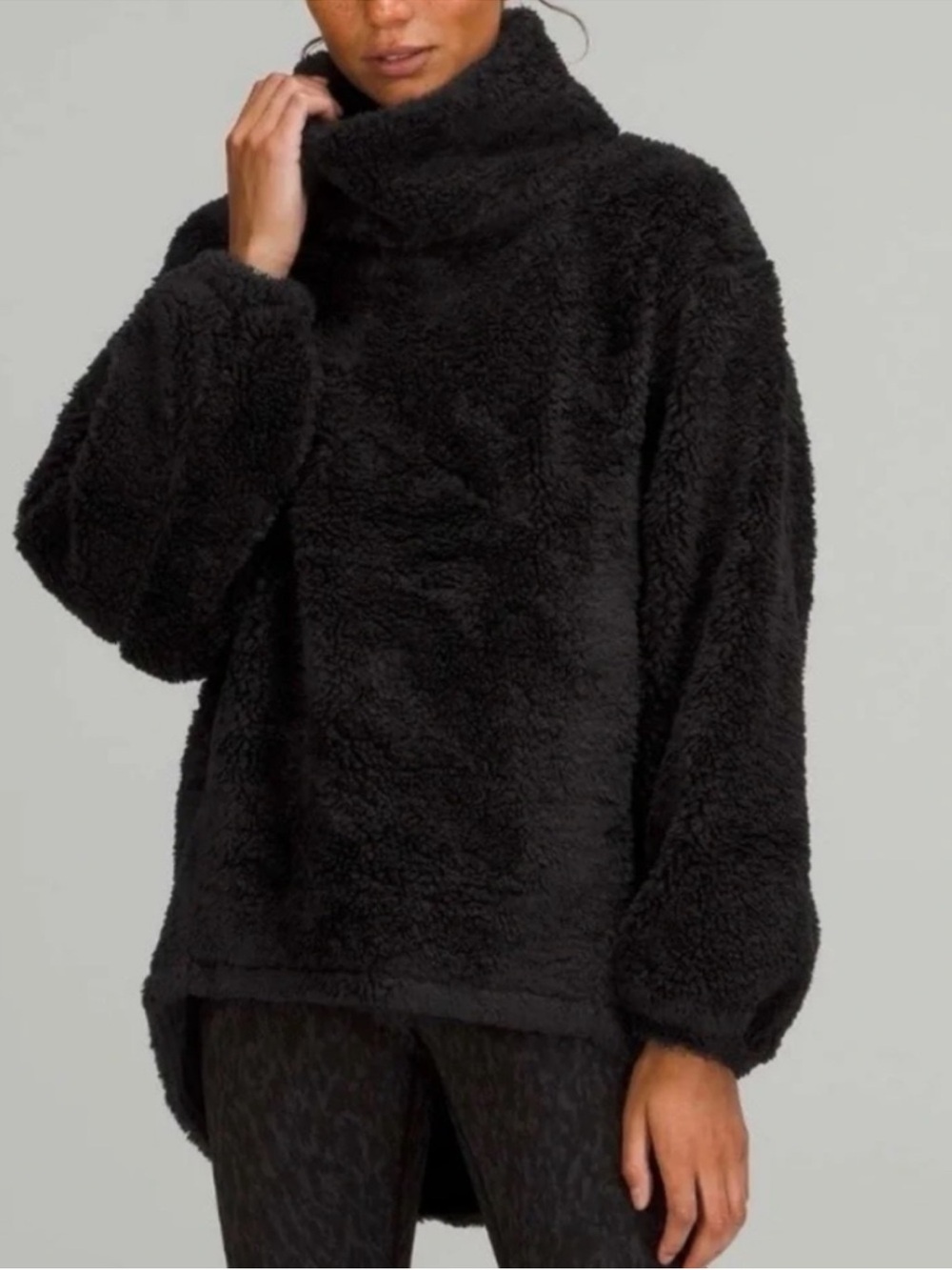 Lululemon Warmth Restore Sherpa Funnel Neck Pullover Black Size Medium